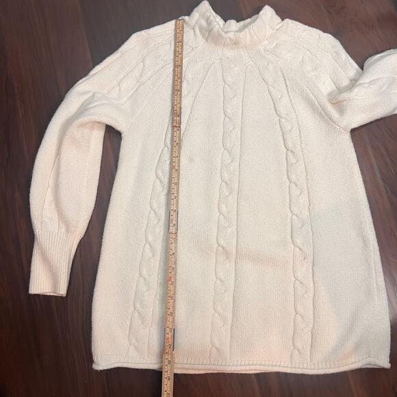 Soft Surroundings Ivory Nisette Sweater Cable Knit Mock Neck Sweater Sz PM - Picture 5 of 6